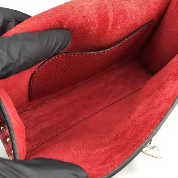 Valentino Garavani Rockstud Small Crossbody Bag Red Grainy Calfskin - Picture 15 of 15